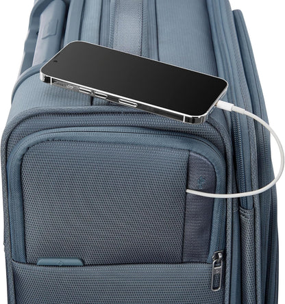 UpLIFT Lightweight Softside Carry-On Luggage with Spinner Wheels - Expandable - Airline-Approved, Polyester Soft Suitcase for Ultra Light Travel - Black