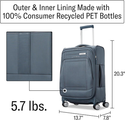 UpLIFT Lightweight Softside Carry-On Luggage with Spinner Wheels - Expandable - Airline-Approved, Polyester Soft Suitcase for Ultra Light Travel - Black
