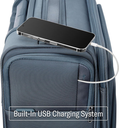 UpLIFT Lightweight Softside Carry-On Luggage with Spinner Wheels - Expandable - Airline-Approved, Polyester Soft Suitcase for Ultra Light Travel - Black
