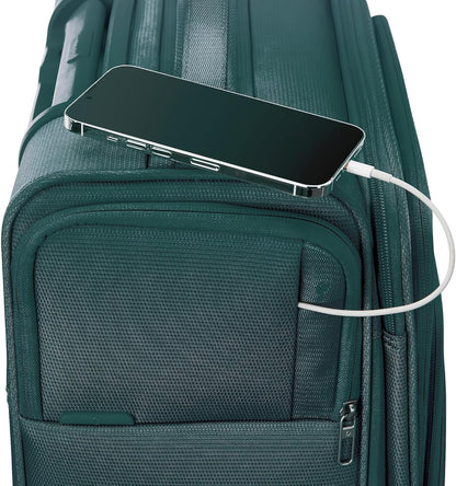 UpLIFT Lightweight Softside Carry-On Luggage with Spinner Wheels - Expandable - Airline-Approved, Polyester Soft Suitcase for Ultra Light Travel - Black