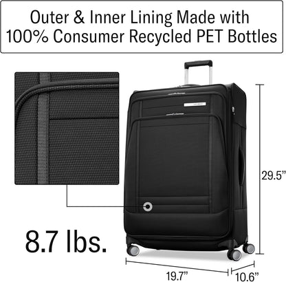 UpLIFT Lightweight Softside Carry-On Luggage with Spinner Wheels - Expandable - Airline-Approved, Polyester Soft Suitcase for Ultra Light Travel - Black
