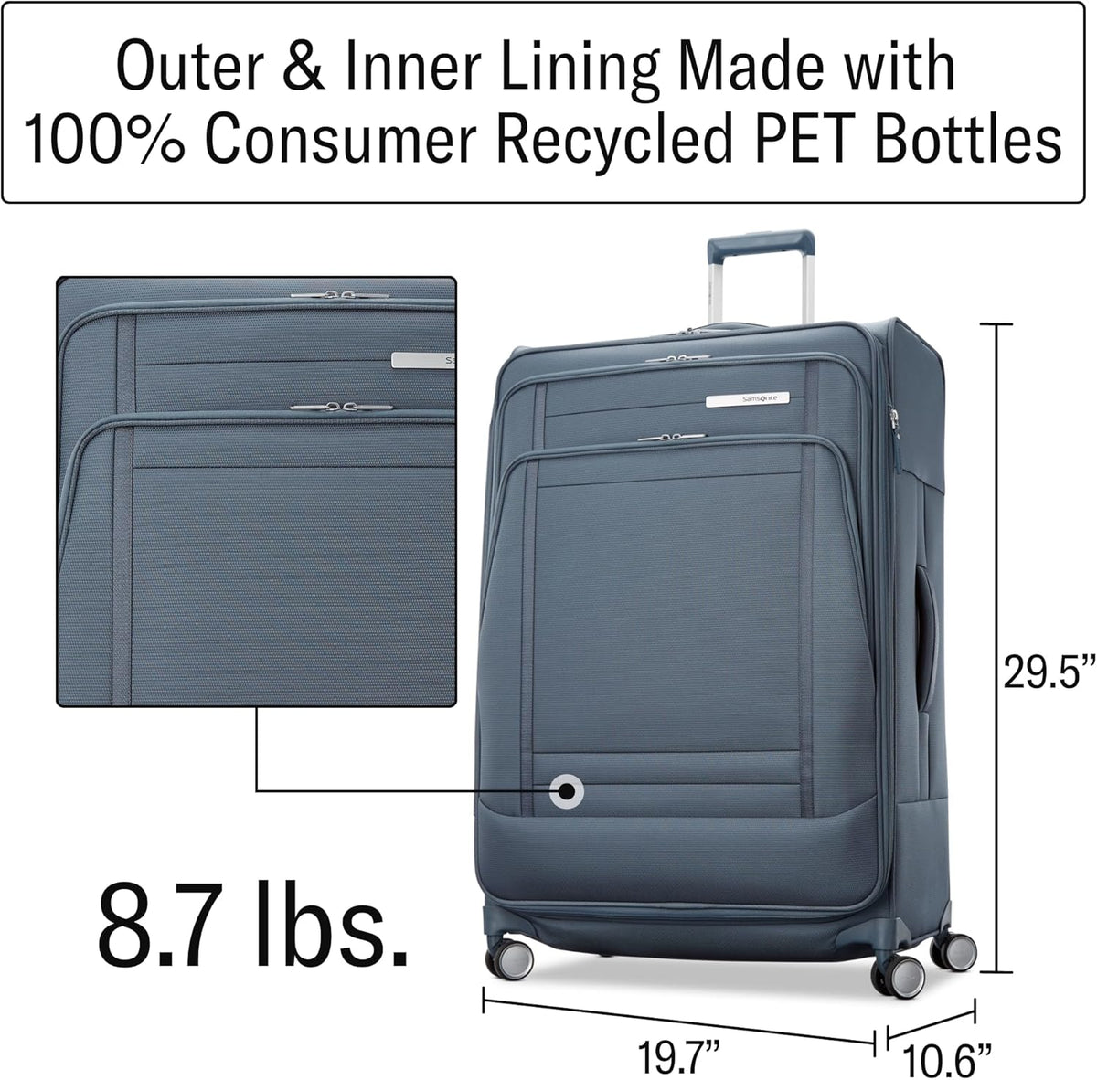UpLIFT Lightweight Softside Carry-On Luggage with Spinner Wheels - Expandable - Airline-Approved, Polyester Soft Suitcase for Ultra Light Travel - Black