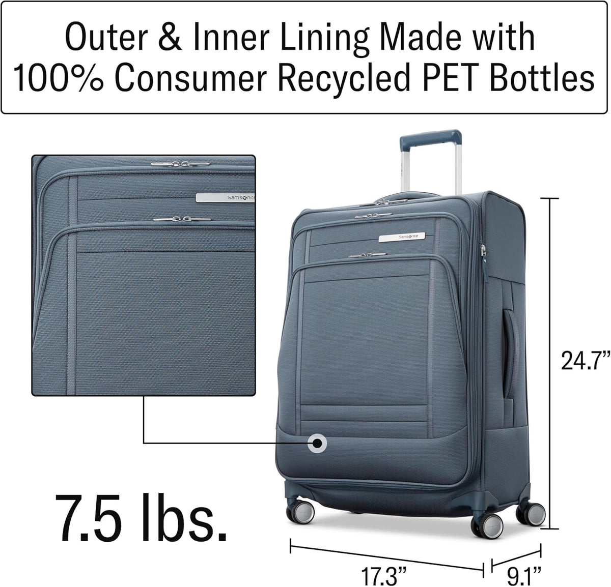UpLIFT Lightweight Softside Carry-On Luggage with Spinner Wheels - Expandable - Airline-Approved, Polyester Soft Suitcase for Ultra Light Travel - Black