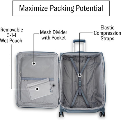 UpLIFT Lightweight Softside Carry-On Luggage with Spinner Wheels - Expandable - Airline-Approved, Polyester Soft Suitcase for Ultra Light Travel - Black
