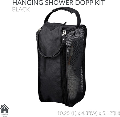 Hanging Mesh Toiletry Bag | Travel Organizer | Perfect for Dorm | Gym | Back to School | Shampoo | Shower Accessories | Black
