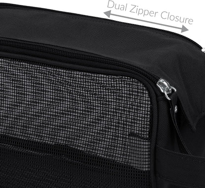 Hanging Mesh Toiletry Bag | Travel Organizer | Perfect for Dorm | Gym | Back to School | Shampoo | Shower Accessories | Black