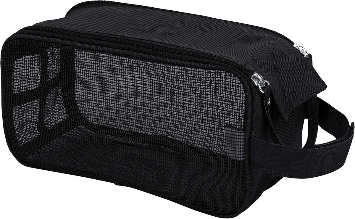 Hanging Mesh Toiletry Bag | Travel Organizer | Perfect for Dorm | Gym | Back to School | Shampoo | Shower Accessories | Black