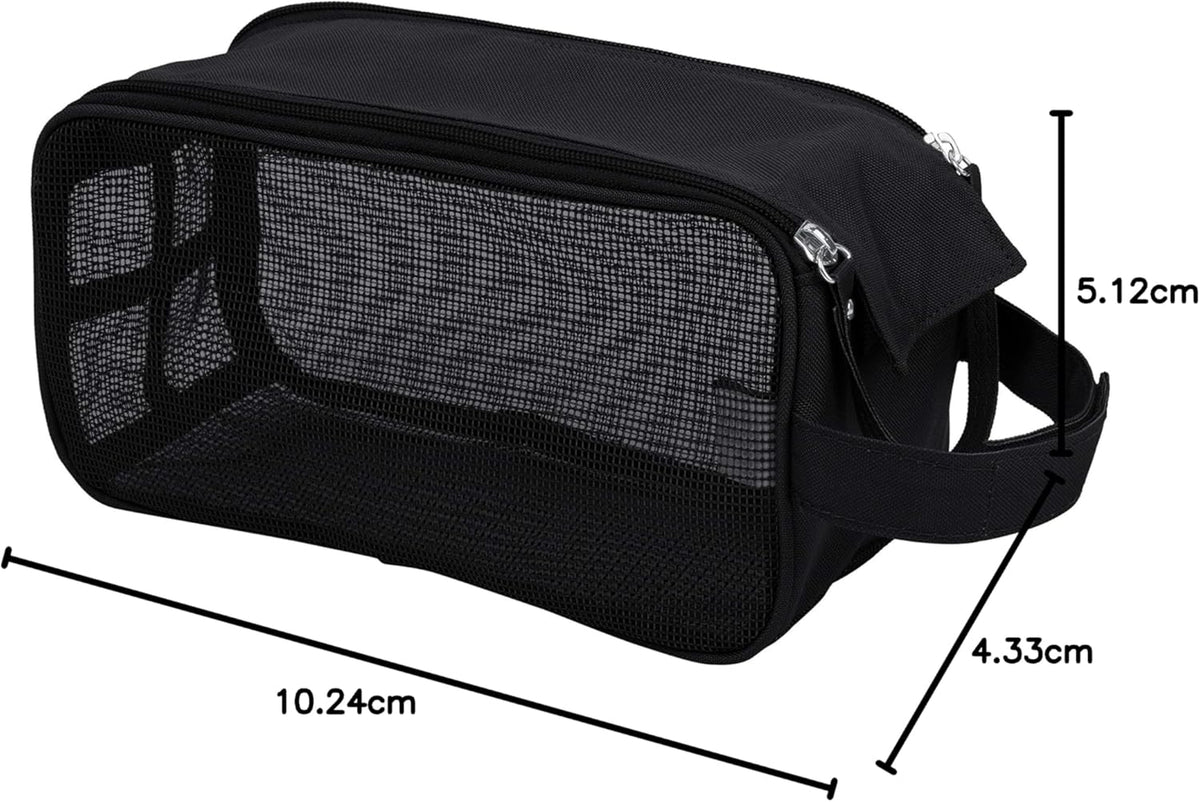 Hanging Mesh Toiletry Bag | Travel Organizer | Perfect for Dorm | Gym | Back to School | Shampoo | Shower Accessories | Black