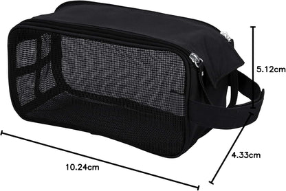 Hanging Mesh Toiletry Bag | Travel Organizer | Perfect for Dorm | Gym | Back to School | Shampoo | Shower Accessories | Black