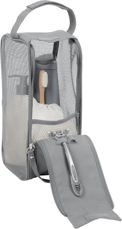 Hanging Mesh Toiletry Bag | Travel Organizer | Perfect for Dorm | Gym | Back to School | Shampoo | Shower Accessories | Black