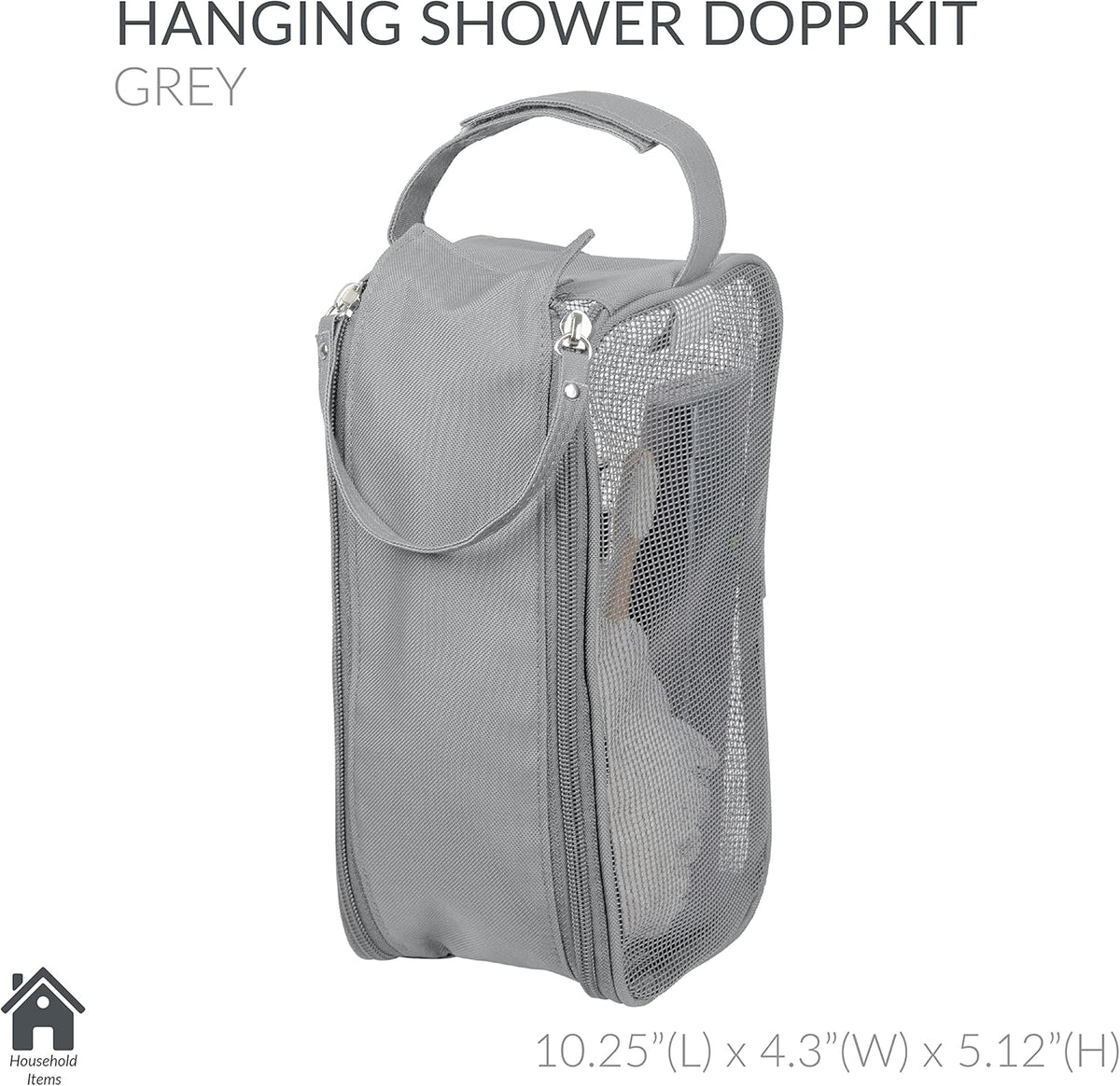 Hanging Mesh Toiletry Bag | Travel Organizer | Perfect for Dorm | Gym | Back to School | Shampoo | Shower Accessories | Black