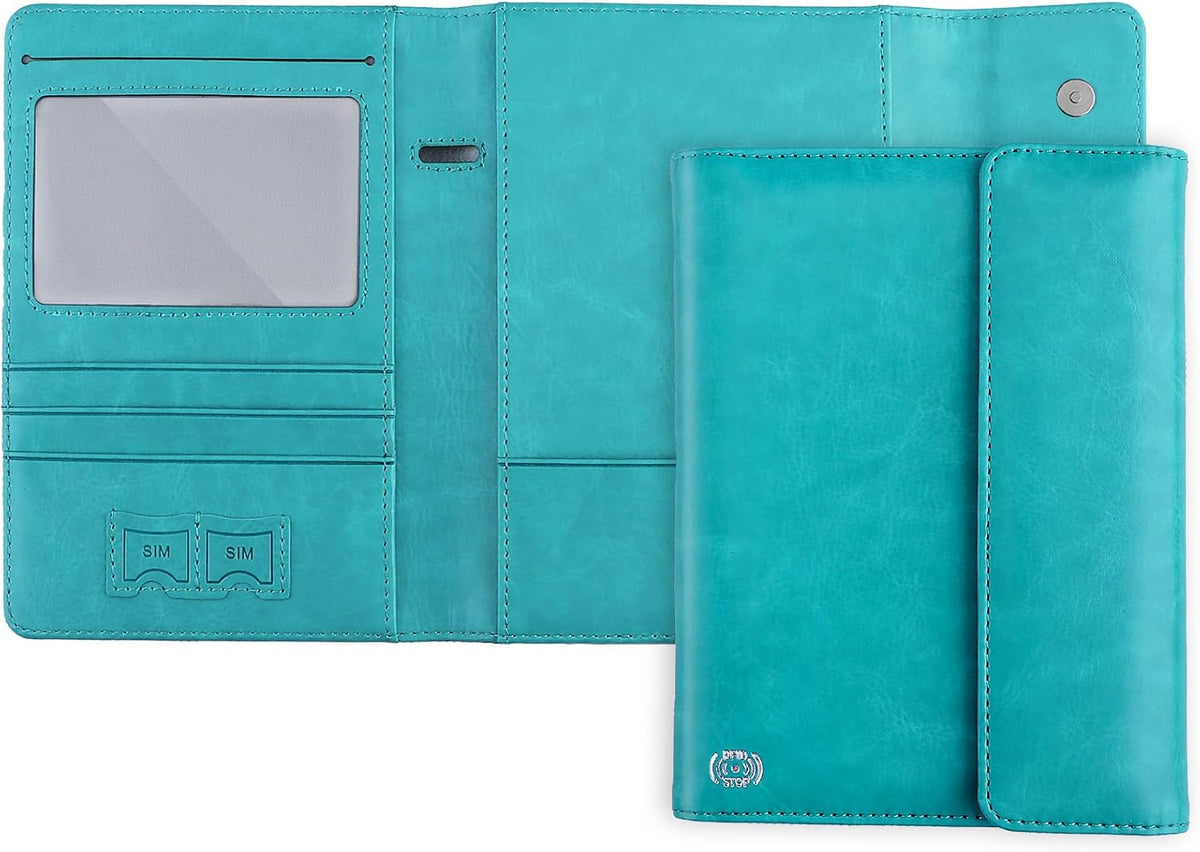 RFID Passport Holder Travel Organizer, Fits International Driving Permit (IDP), PU Leather Document Holder for One Passport, Stylish Travel Accessory, Blue