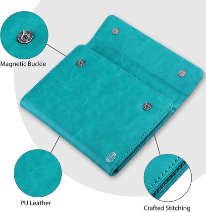 RFID Passport Holder Travel Organizer, Fits International Driving Permit (IDP), PU Leather Document Holder for One Passport, Stylish Travel Accessory, Blue