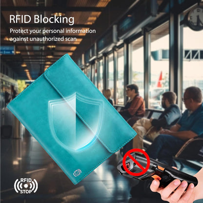 RFID Passport Holder Travel Organizer, Fits International Driving Permit (IDP), PU Leather Document Holder for One Passport, Stylish Travel Accessory, Blue