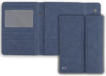 RFID Passport Holder Travel Organizer, Fits International Driving Permit (IDP), PU Leather Document Holder for One Passport, Stylish Travel Accessory, Blue