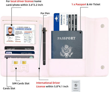 RFID Passport Holder Travel Organizer, Fits International Driving Permit (IDP), PU Leather Document Holder for One Passport, Stylish Travel Accessory, Blue