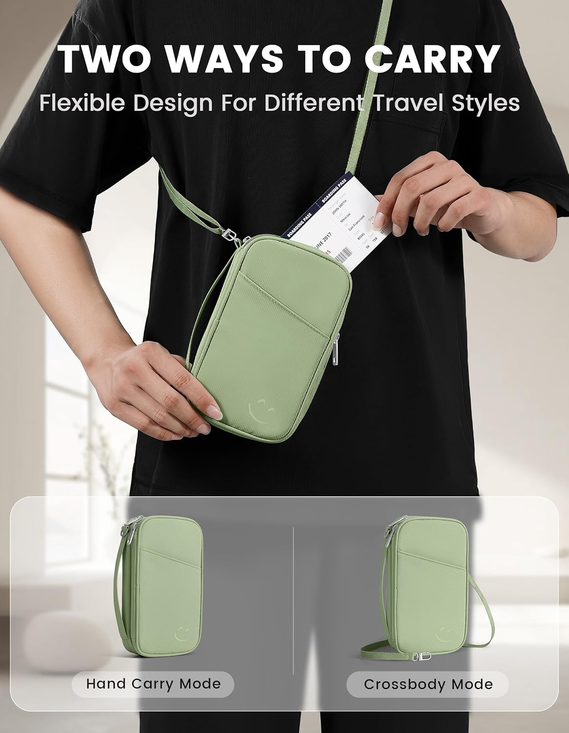 Travelkin Passport Holder For Travel Family, RFID Blocking Passport Wallet | 2-in-1 Travel Organizer, Women Men, Travel document holder, Credit Cards, Cash, Electronic Essentials, Shoulder carry