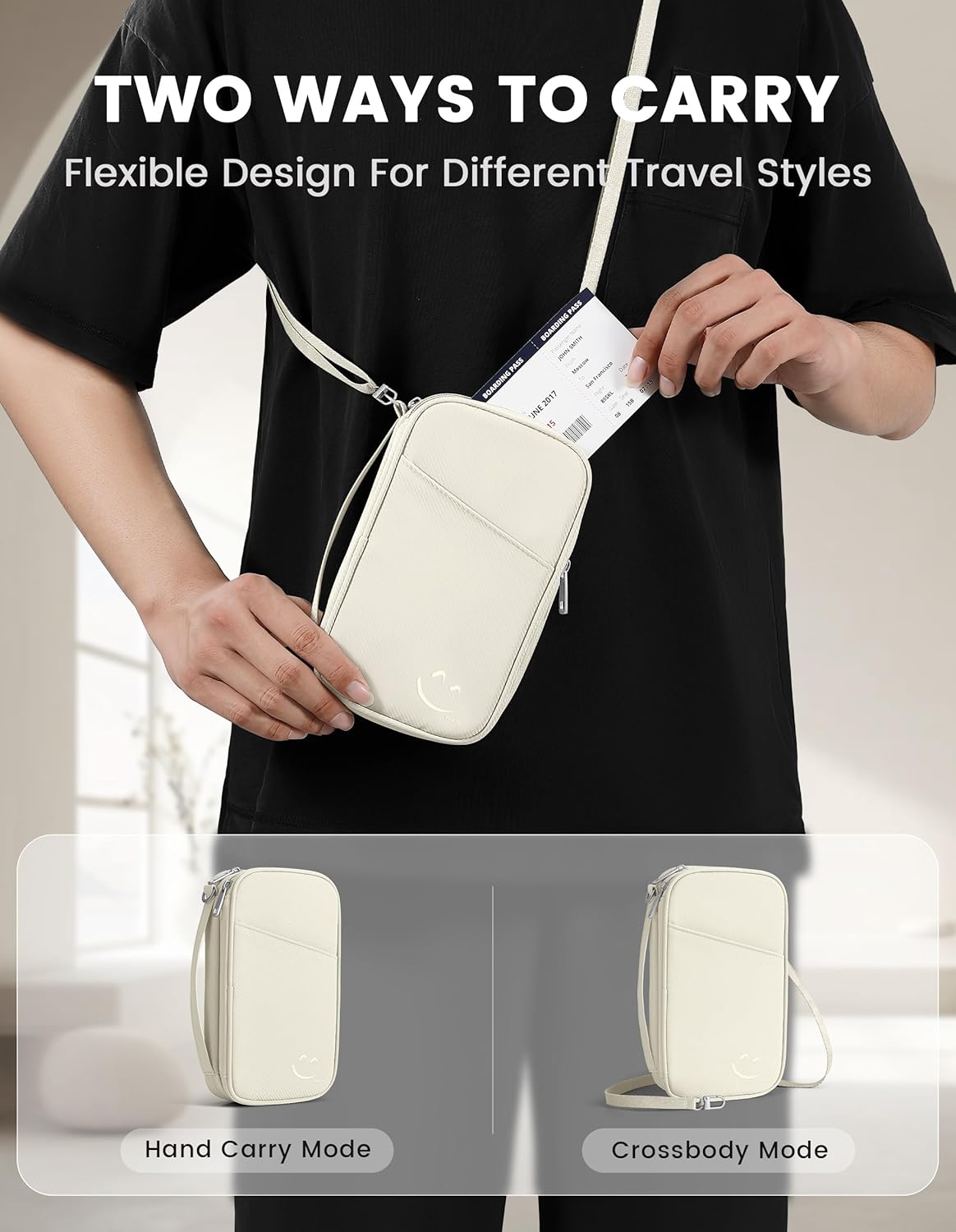 Travelkin Passport Holder For Travel Family, RFID Blocking Passport Wallet | 2-in-1 Travel Organizer, Women Men, Travel document holder, Credit Cards, Cash, Electronic Essentials, Shoulder carry