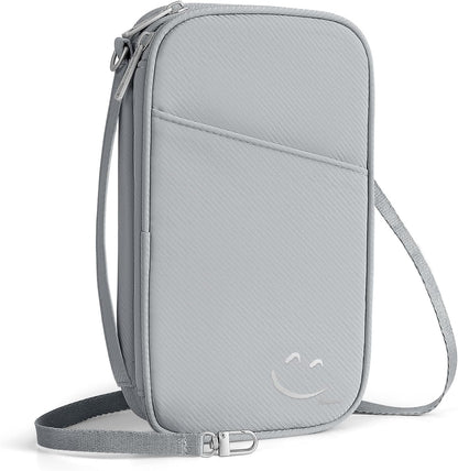 Travelkin Passport Holder For Travel Family, RFID Blocking Passport Wallet | 2-in-1 Travel Organizer, Women Men, Travel document holder, Credit Cards, Cash, Electronic Essentials, Shoulder carry