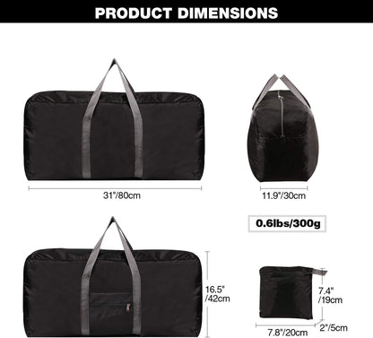 100L Extra Large Duffle Bag, Water Resistant Lightweight Foldable Duffel Bag for Outdoor Camping, Black