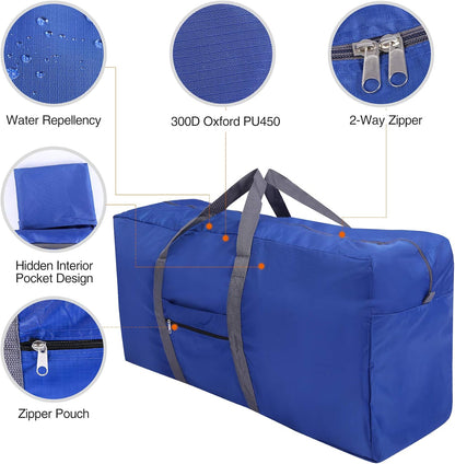 100L Extra Large Duffle Bag, Water Resistant Lightweight Foldable Duffel Bag for Outdoor Camping, Black