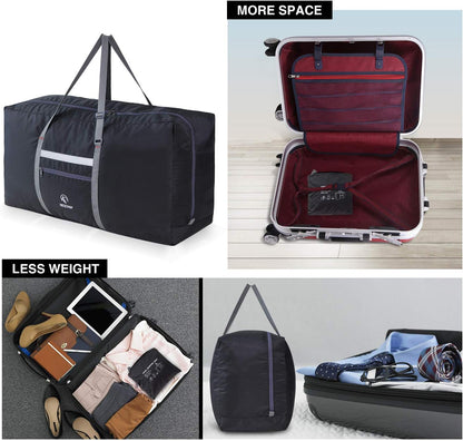 100L Extra Large Duffle Bag, Water Resistant Lightweight Foldable Duffel Bag for Outdoor Camping, Black