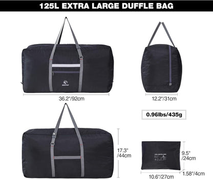 100L Extra Large Duffle Bag, Water Resistant Lightweight Foldable Duffel Bag for Outdoor Camping, Black
