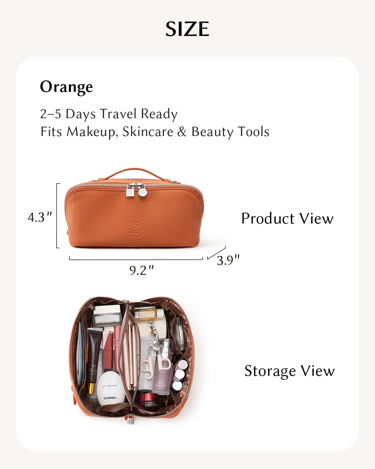 Luxury Leather Makeup Bag, Cosmetic Travel Case with Multiple Compartments, Portable Toiletry Organizer with Handle, Zippered Beauty Storage Pouch for Skincare Products (Pink, Medium)