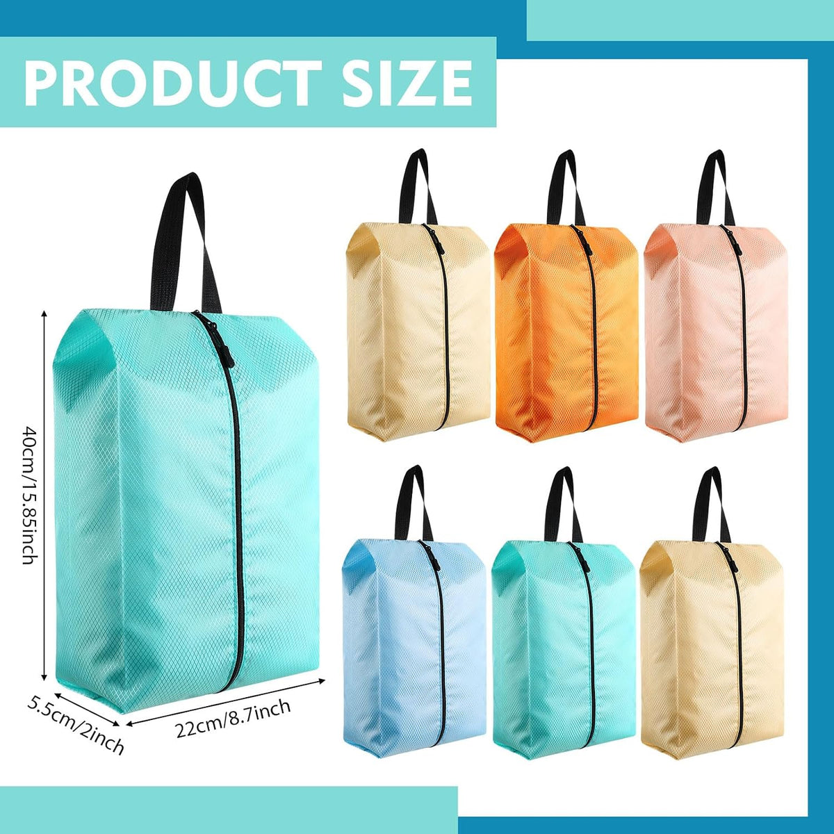 6 Pcs Travel Shoe Bags with Zipper Nylon Portable Waterproof Suitcase Shoe Organizer Packing for Golf(L,Purple)