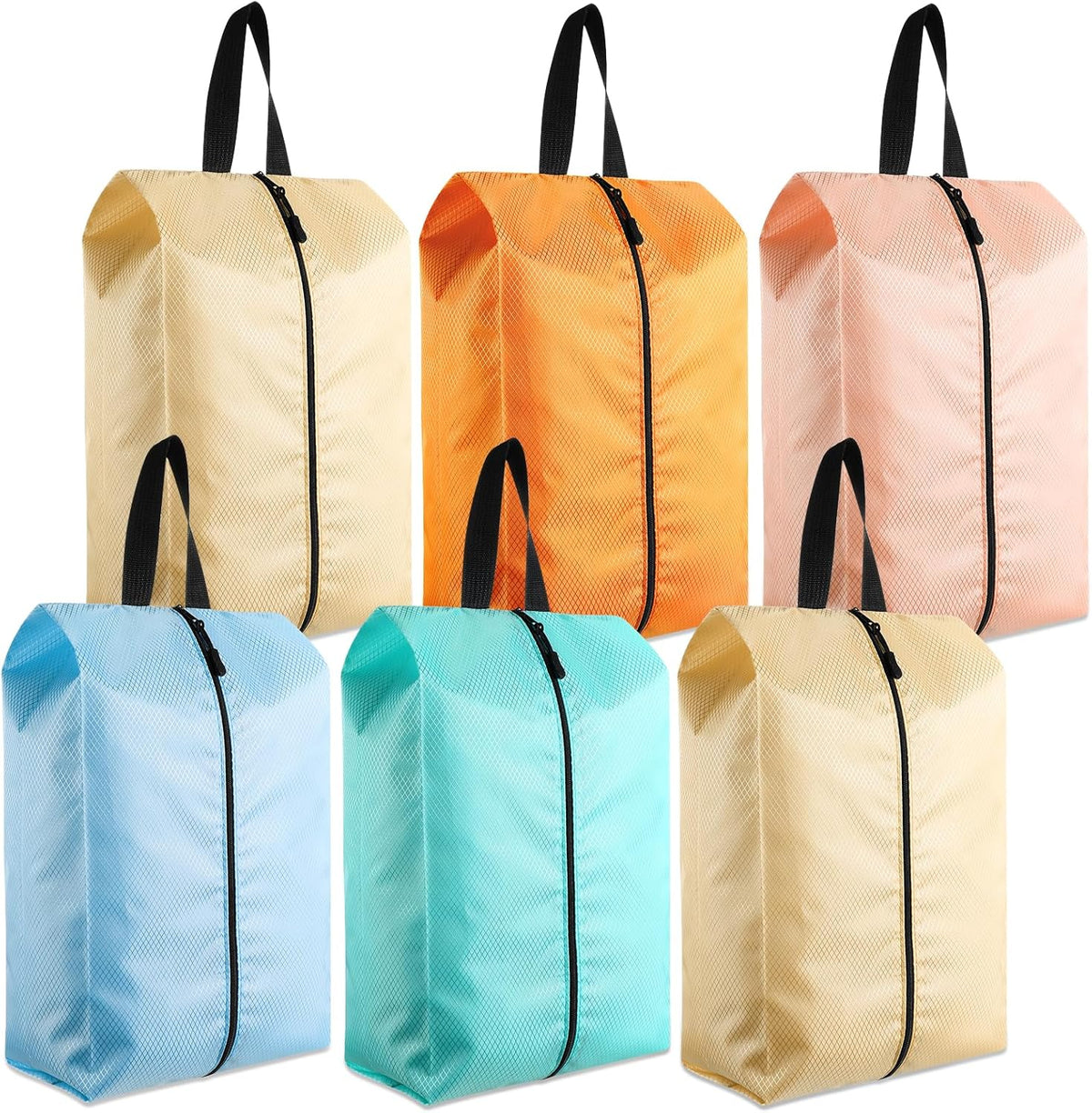 6 Pcs Travel Shoe Bags with Zipper Nylon Portable Waterproof Suitcase Shoe Organizer Packing for Golf(L,Purple)