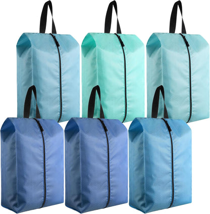 6 Pcs Travel Shoe Bags with Zipper Nylon Portable Waterproof Suitcase Shoe Organizer Packing for Golf(L,Purple)
