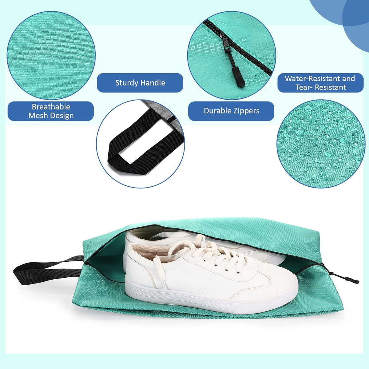 6 Pcs Travel Shoe Bags with Zipper Nylon Portable Waterproof Suitcase Shoe Organizer Packing for Golf(L,Purple)