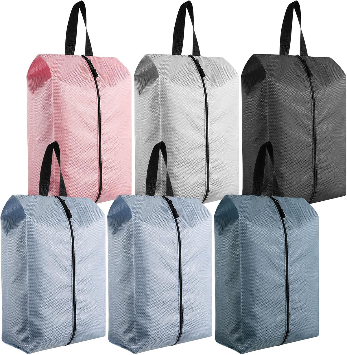 6 Pcs Travel Shoe Bags with Zipper Nylon Portable Waterproof Suitcase Shoe Organizer Packing for Golf(L,Purple)
