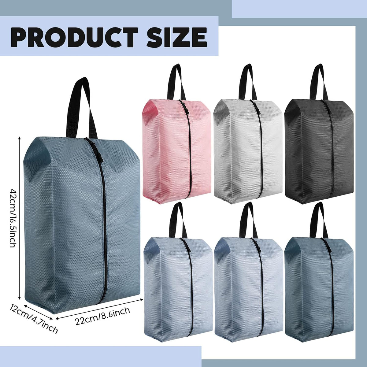 6 Pcs Travel Shoe Bags with Zipper Nylon Portable Waterproof Suitcase Shoe Organizer Packing for Golf(L,Purple)
