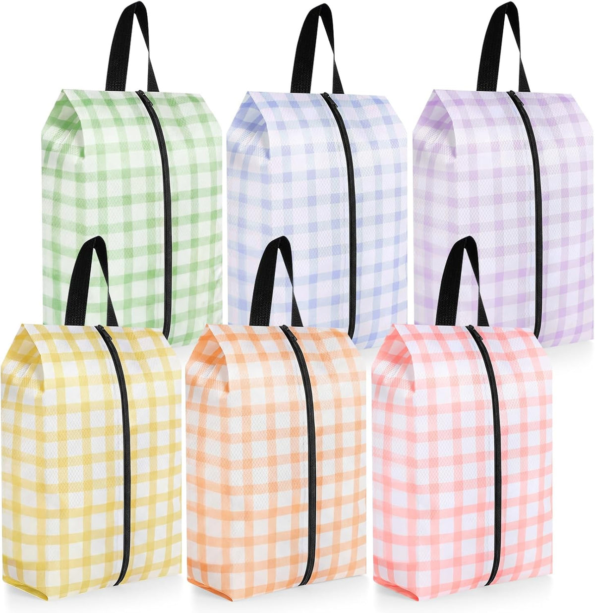 6 Pcs Travel Shoe Bags with Zipper Nylon Portable Waterproof Suitcase Shoe Organizer Packing for Golf(L,Purple)