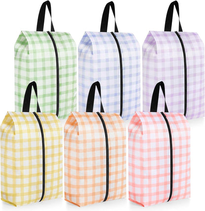 6 Pcs Travel Shoe Bags with Zipper Nylon Portable Waterproof Suitcase Shoe Organizer Packing for Golf(L,Purple)