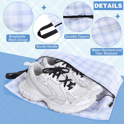 6 Pcs Travel Shoe Bags with Zipper Nylon Portable Waterproof Suitcase Shoe Organizer Packing for Golf(L,Purple)