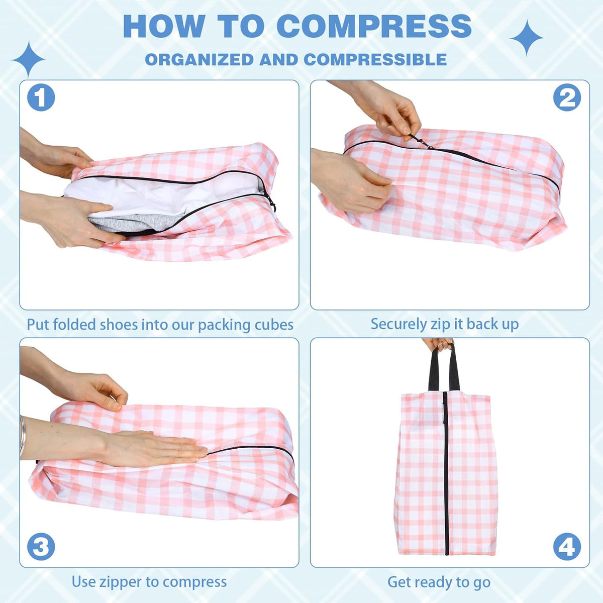 6 Pcs Travel Shoe Bags with Zipper Nylon Portable Waterproof Suitcase Shoe Organizer Packing for Golf(L,Purple)