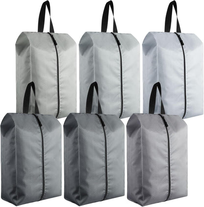 6 Pcs Travel Shoe Bags with Zipper Nylon Portable Waterproof Suitcase Shoe Organizer Packing for Golf(L,Purple)