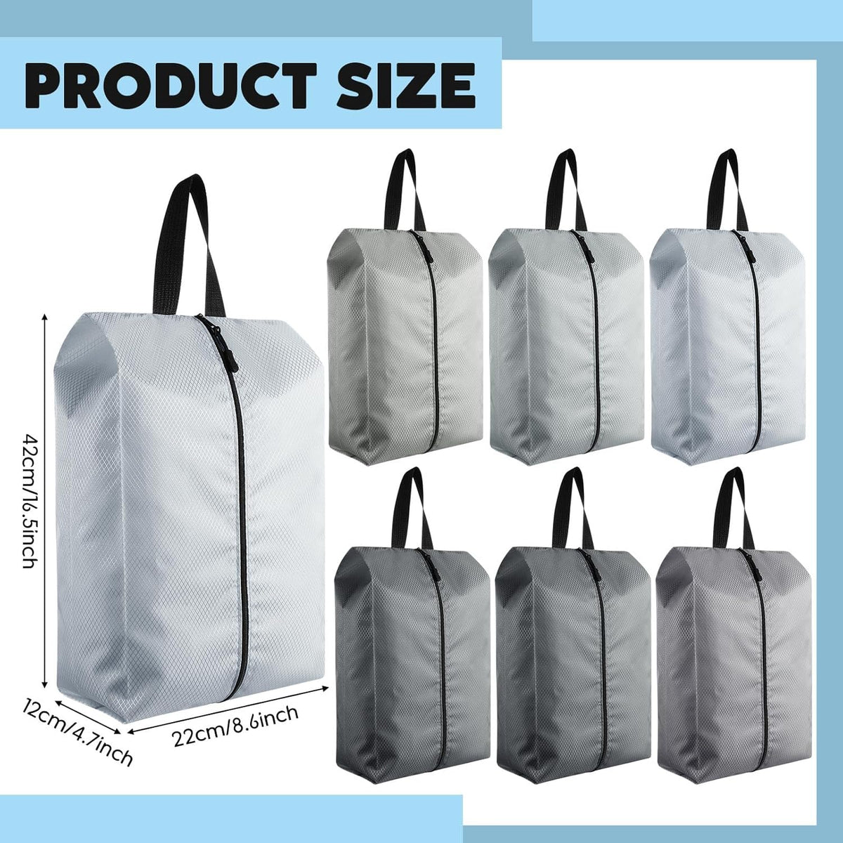 6 Pcs Travel Shoe Bags with Zipper Nylon Portable Waterproof Suitcase Shoe Organizer Packing for Golf(L,Purple)