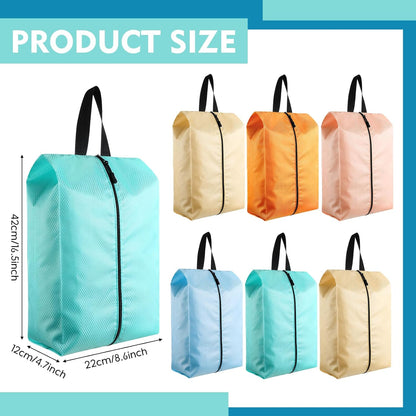 6 Pcs Travel Shoe Bags with Zipper Nylon Portable Waterproof Suitcase Shoe Organizer Packing for Golf(L,Purple)