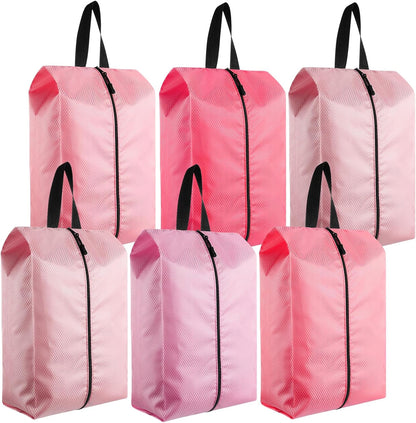 6 Pcs Travel Shoe Bags with Zipper Nylon Portable Waterproof Suitcase Shoe Organizer Packing for Golf(L,Purple)