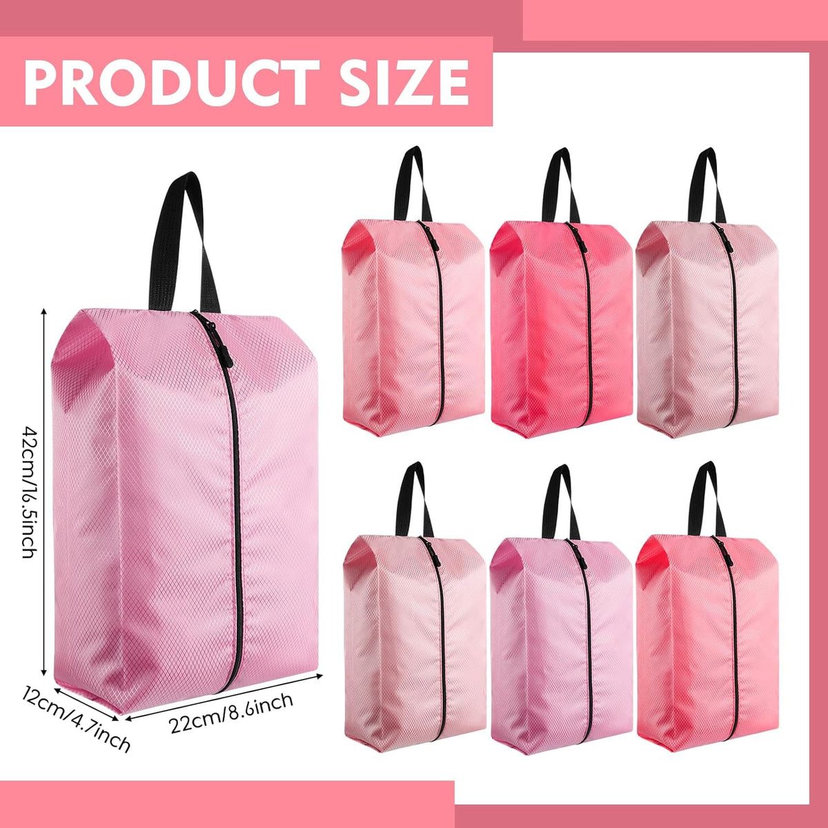 6 Pcs Travel Shoe Bags with Zipper Nylon Portable Waterproof Suitcase Shoe Organizer Packing for Golf(L,Purple)