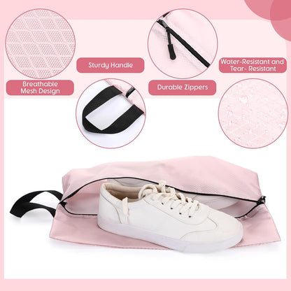 6 Pcs Travel Shoe Bags with Zipper Nylon Portable Waterproof Suitcase Shoe Organizer Packing for Golf(L,Purple)