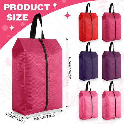 6 Pcs Travel Shoe Bags with Zipper Nylon Portable Waterproof Suitcase Shoe Organizer Packing for Golf(L,Purple)