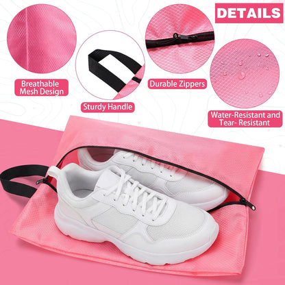 6 Pcs Travel Shoe Bags with Zipper Nylon Portable Waterproof Suitcase Shoe Organizer Packing for Golf(L,Purple)
