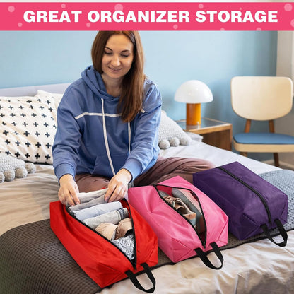 6 Pcs Travel Shoe Bags with Zipper Nylon Portable Waterproof Suitcase Shoe Organizer Packing for Golf(L,Purple)