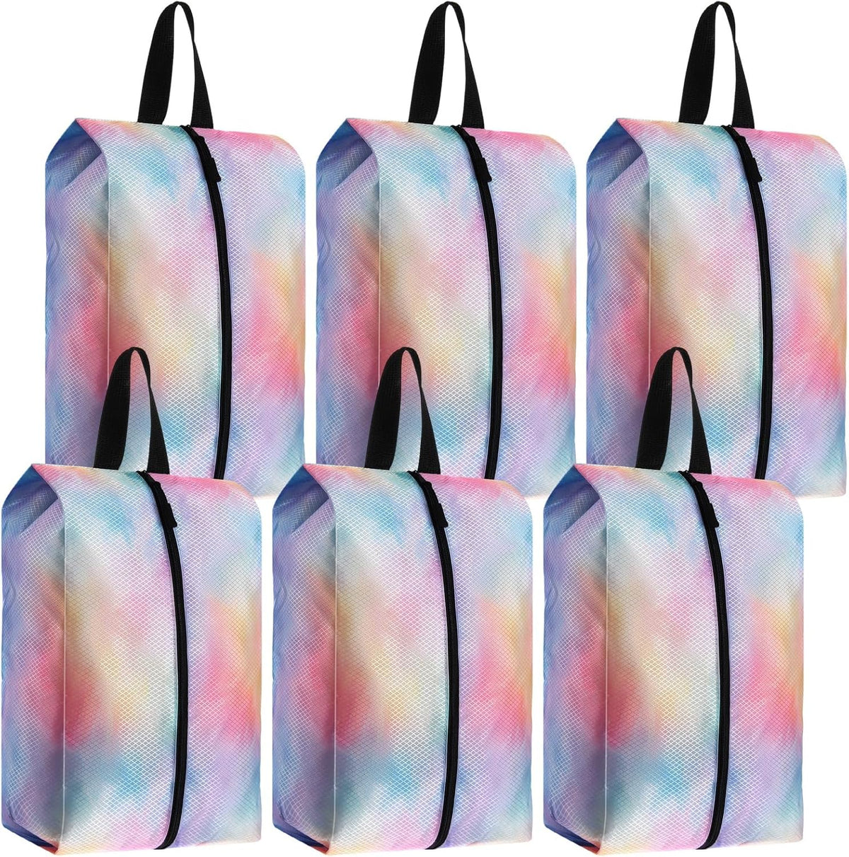 6 Pcs Travel Shoe Bags with Zipper Nylon Portable Waterproof Suitcase Shoe Organizer Packing for Golf(L,Purple)