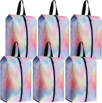 6 Pcs Travel Shoe Bags with Zipper Nylon Portable Waterproof Suitcase Shoe Organizer Packing for Golf(L,Purple)