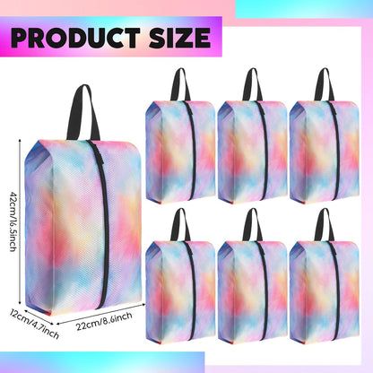6 Pcs Travel Shoe Bags with Zipper Nylon Portable Waterproof Suitcase Shoe Organizer Packing for Golf(L,Purple)
